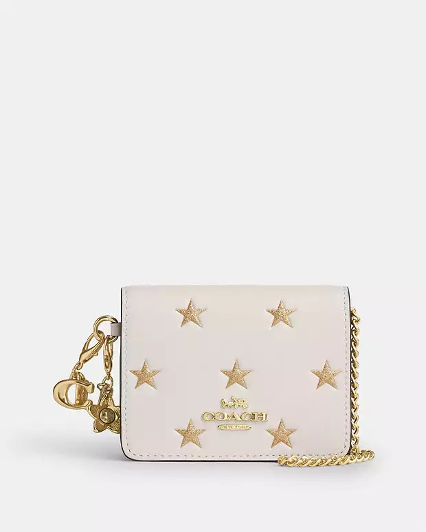 Boxed Mini Wallet On A Chain With Star Print | Coach Outlet US