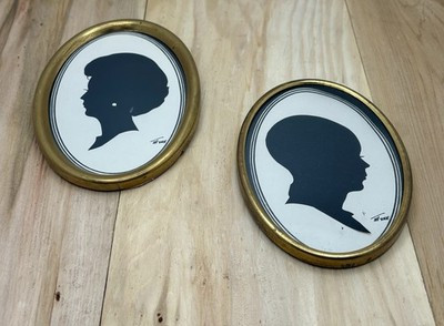 Vintage Silhouette Women Portraits Oval Metal Frames 5.5 x 4 Inch Set Of 2 | eBay US
