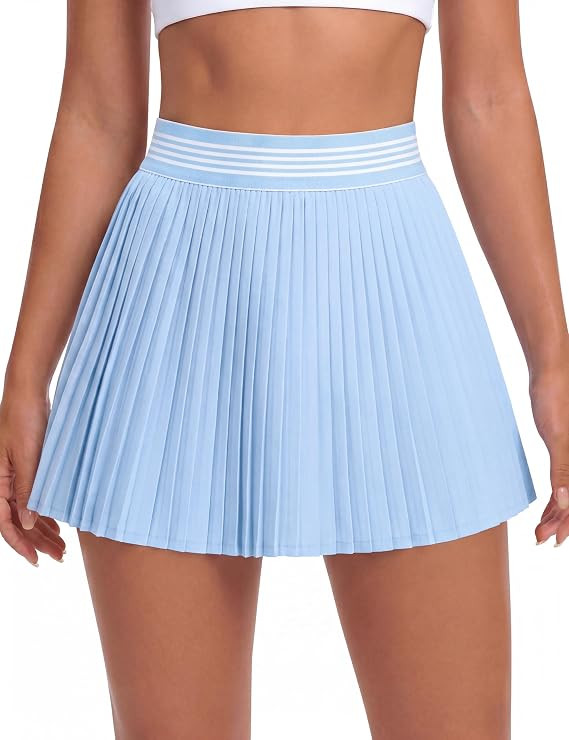 BMJL Women's High Waisted Pleated Tennis Skirt with Striped Elastic Waistband Athletic Skirt | Amazon (US)