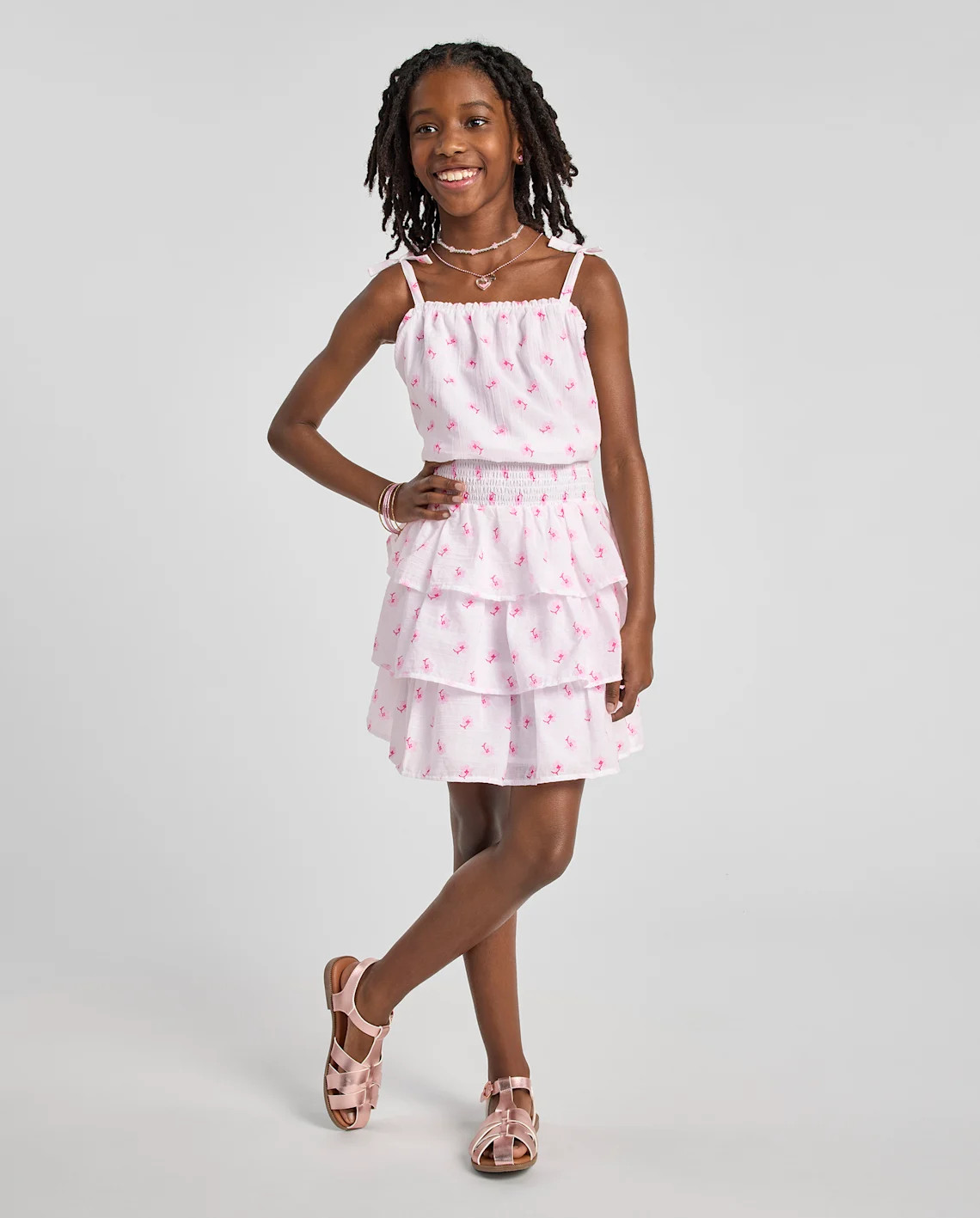 Girls Mommy And Me Floral Smocked Flounce Dress - white | The Children's Place
