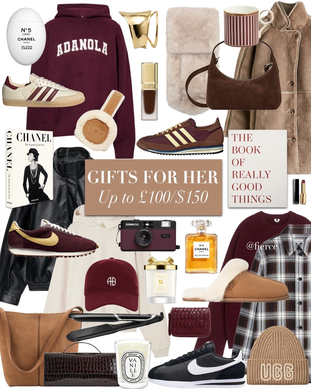 Gifts for her Up To £100/$150

Checked shirt burgundy Nike Cortez Adanola burgundy hoodie burgundy adidas sl72 Chanel coffee table book Anine Bing burgundy baseball Chanel N5 hair straightener Ugg slippers Ugg war muffs shearling coat The Reloader Reusable Film Camera brown suede mini shoulder bag faux fur scarf black leather bomber jacket jewellery box suede tote bag chocolate brown crock clutch bag diptyque candle cream hoodie black Nike Cortez striped tea/coffee mug burgundy woven wallet Jo malone candle 

#LTKgiftguide #LTKfestive #LTKuk