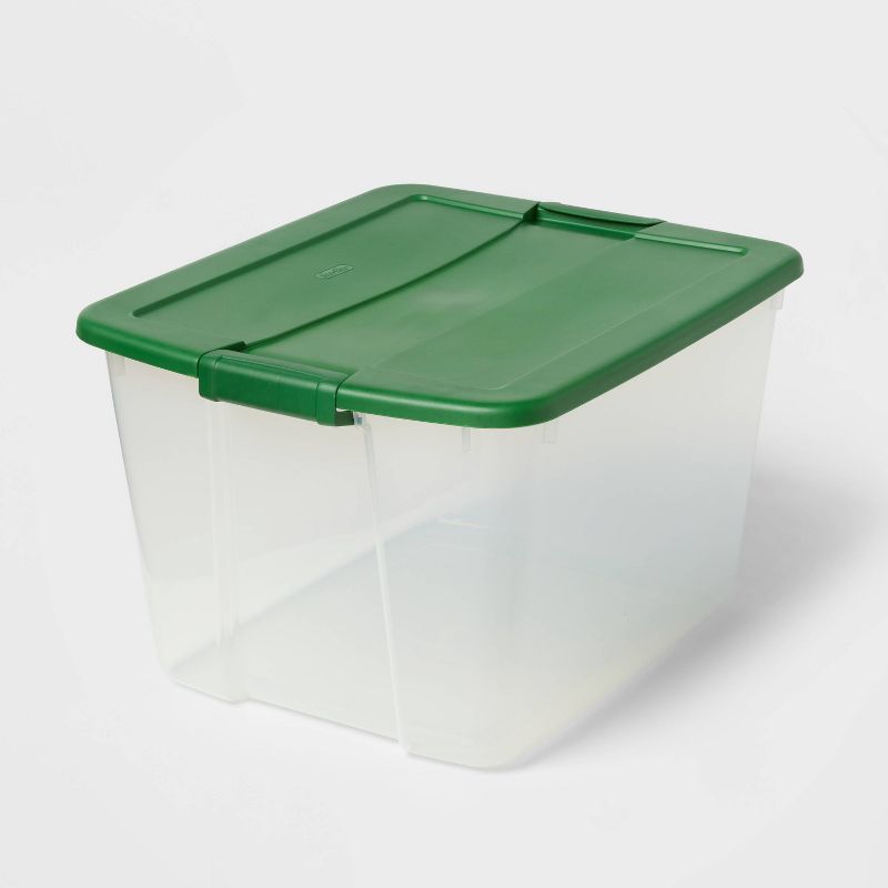 66qt Latching Clear Storage Box with Green Lid - Brightroom™ | Target