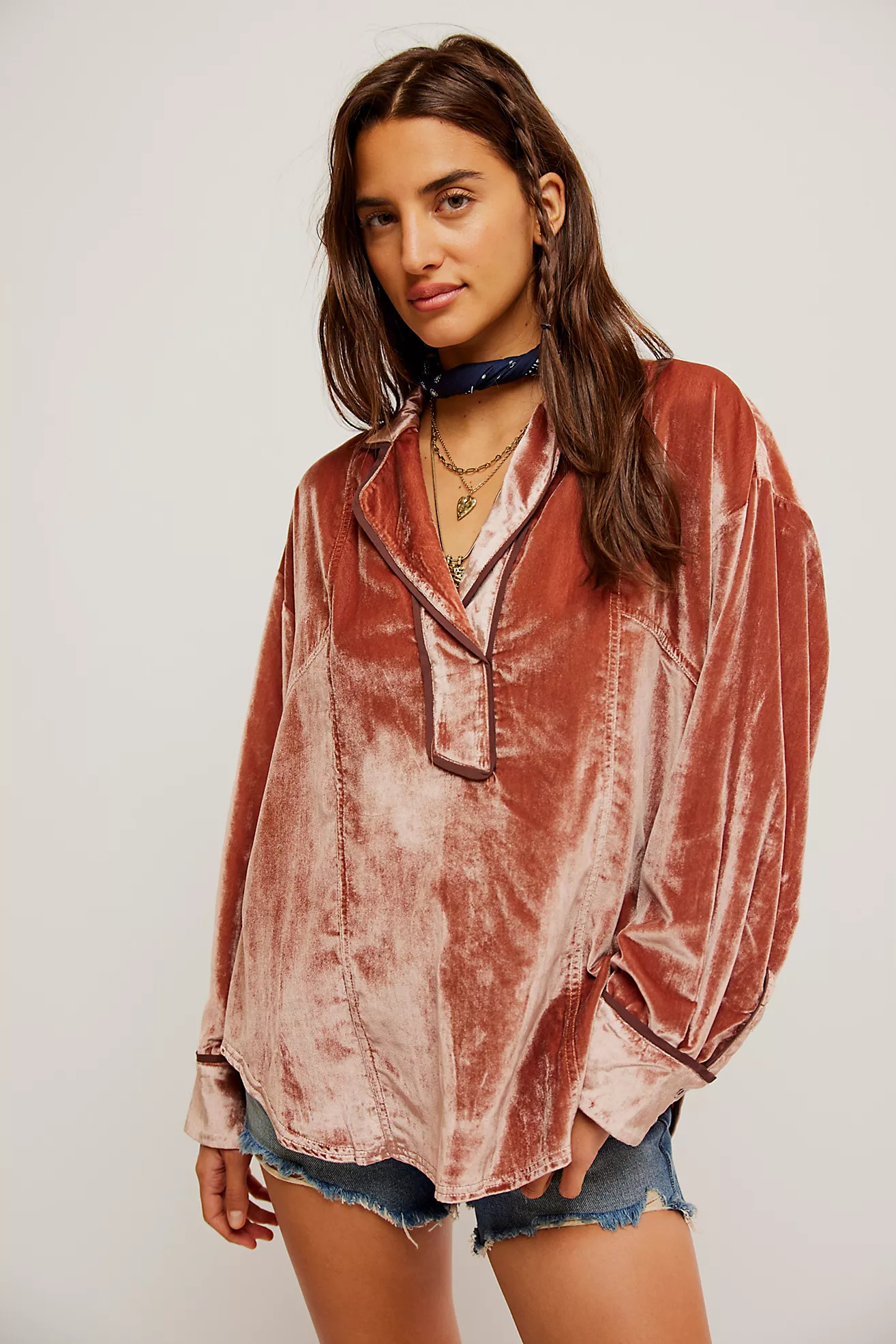 We The Free Luxy Solid Velvet Shirt | Free People (Global - UK&FR Excluded)