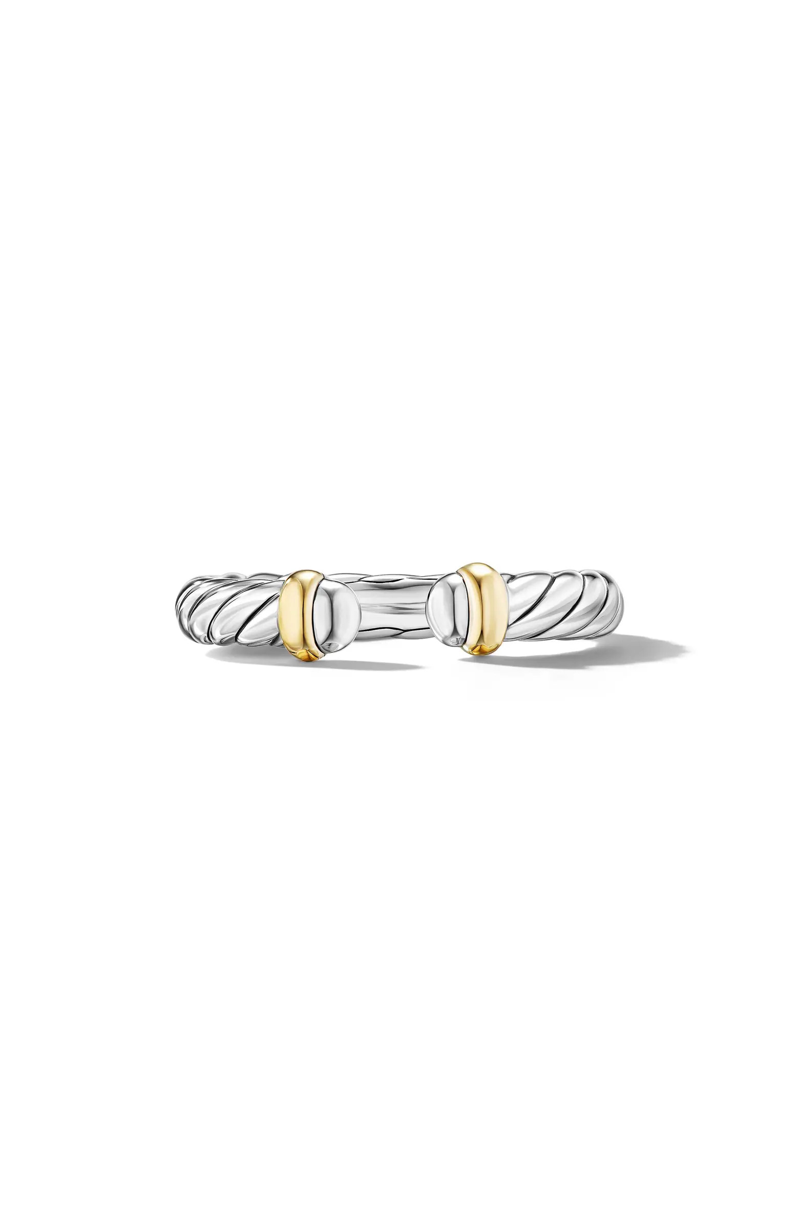 Petite Cable Ring in Sterling Silver with 14K Yellow Gold | Nordstrom