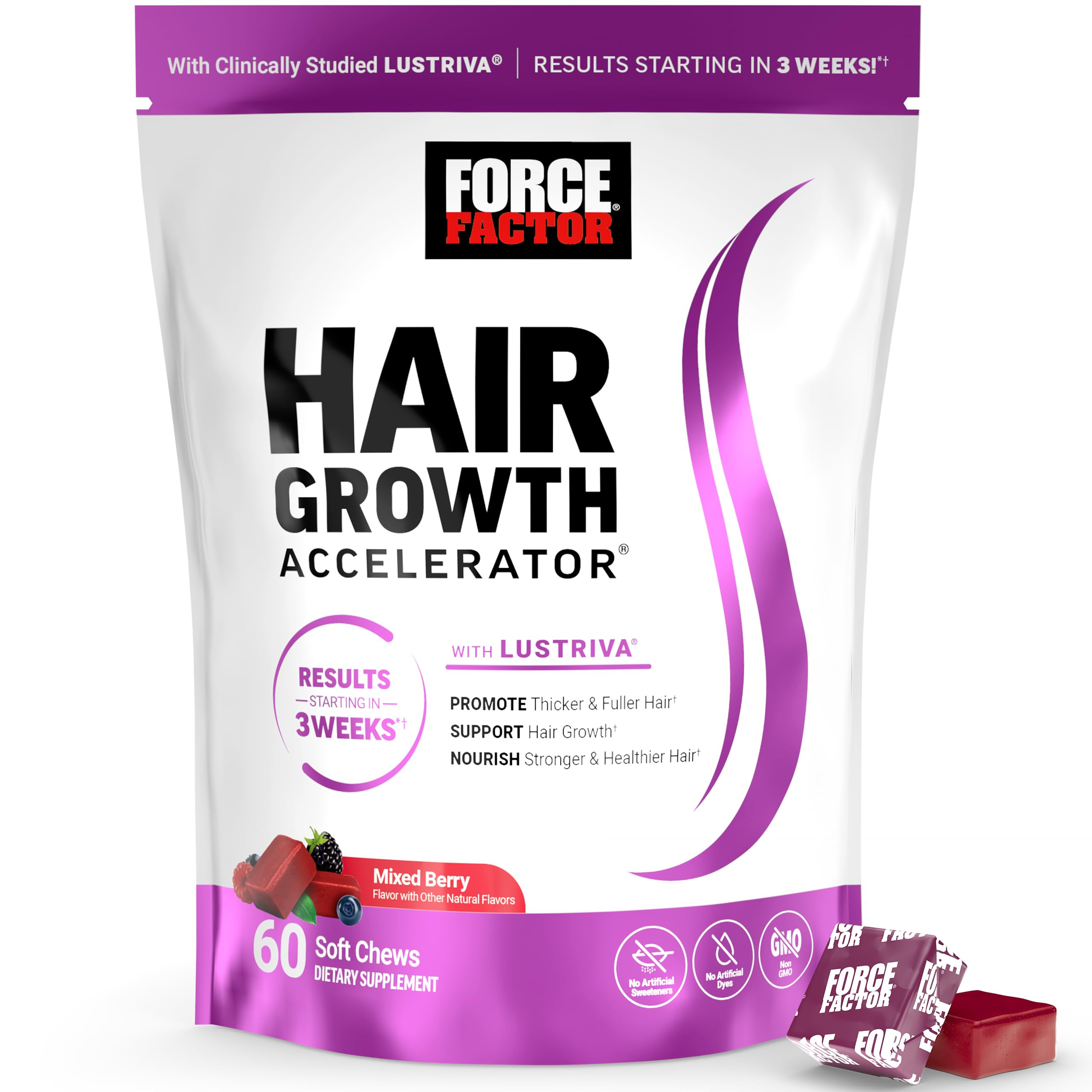 Force Factor Hair Growth Accelerator Soft Chews, Hair Growth Vitamins for Women and Men with Clin... | Amazon (US)