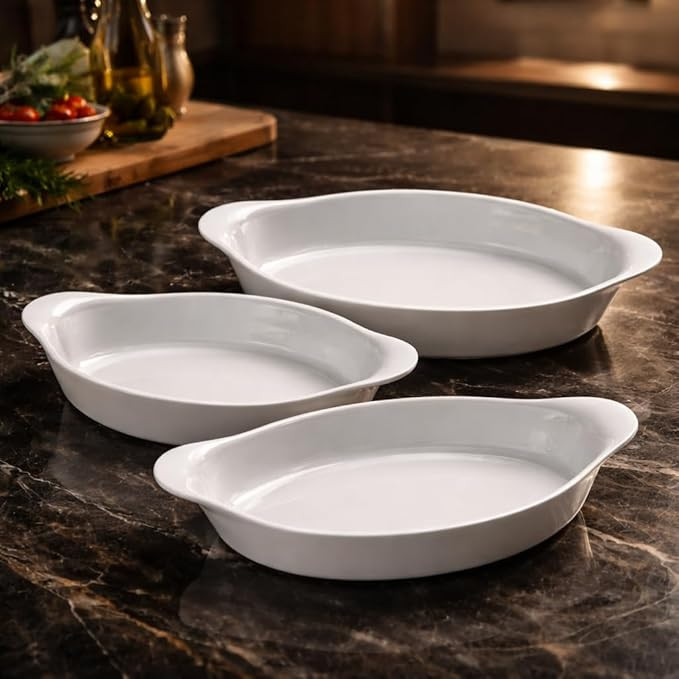 Jogo Assadeiras Opaline 3 Peças Refratárias Vidro Branco 0,6L 1L 1,4L Travessas para Forno Mesa... | Amazon (BR)