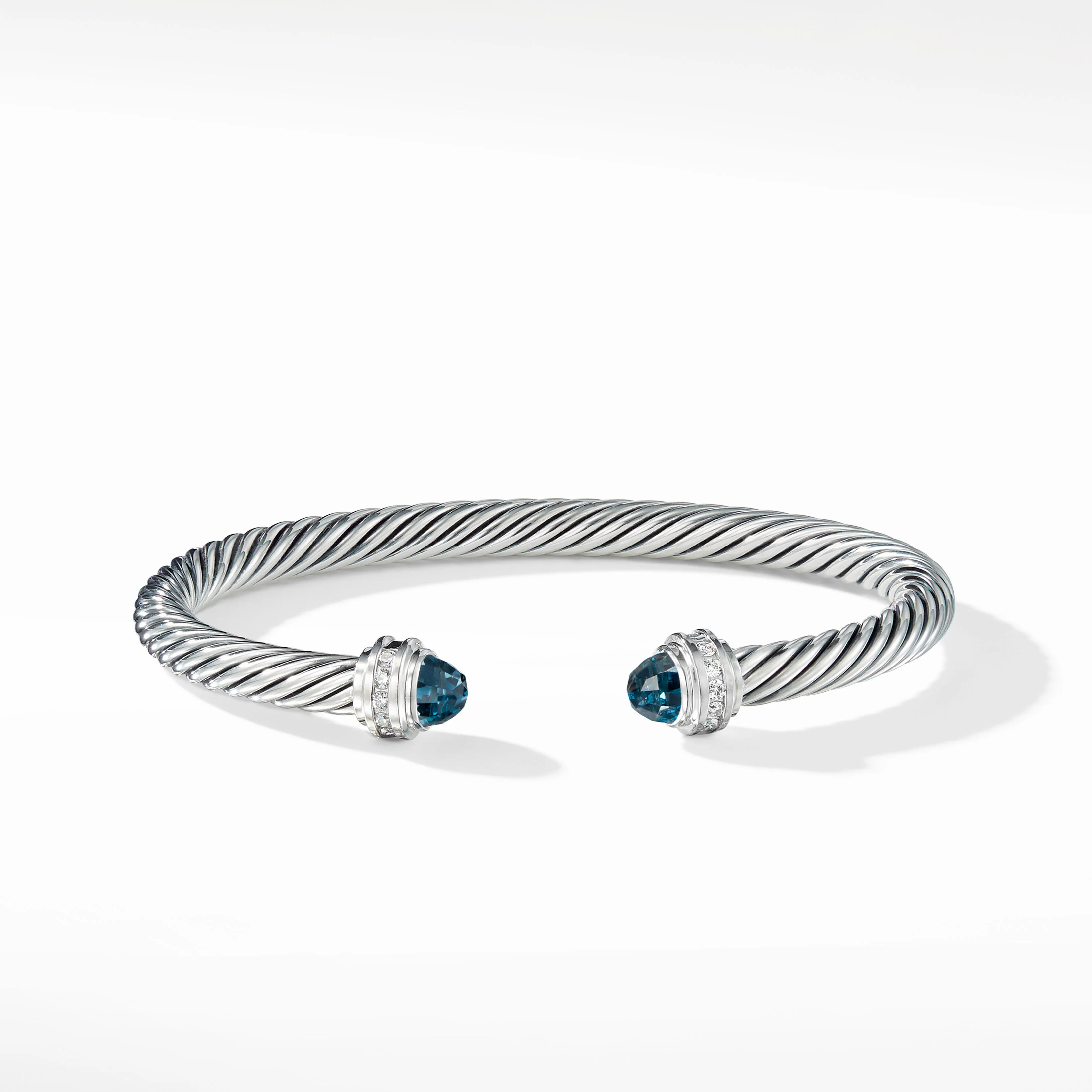Cable Classics Bracelet in Sterling Silver with Hampton Blue Topaz and Pavé Diamonds | David Yurman