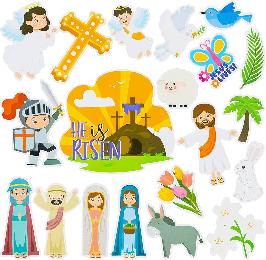 20pcs Easter He Is Risen Refrigerator Magnets, Religious Jesus Scene Car Decorations, Bunny Cross... | Amazon (US)