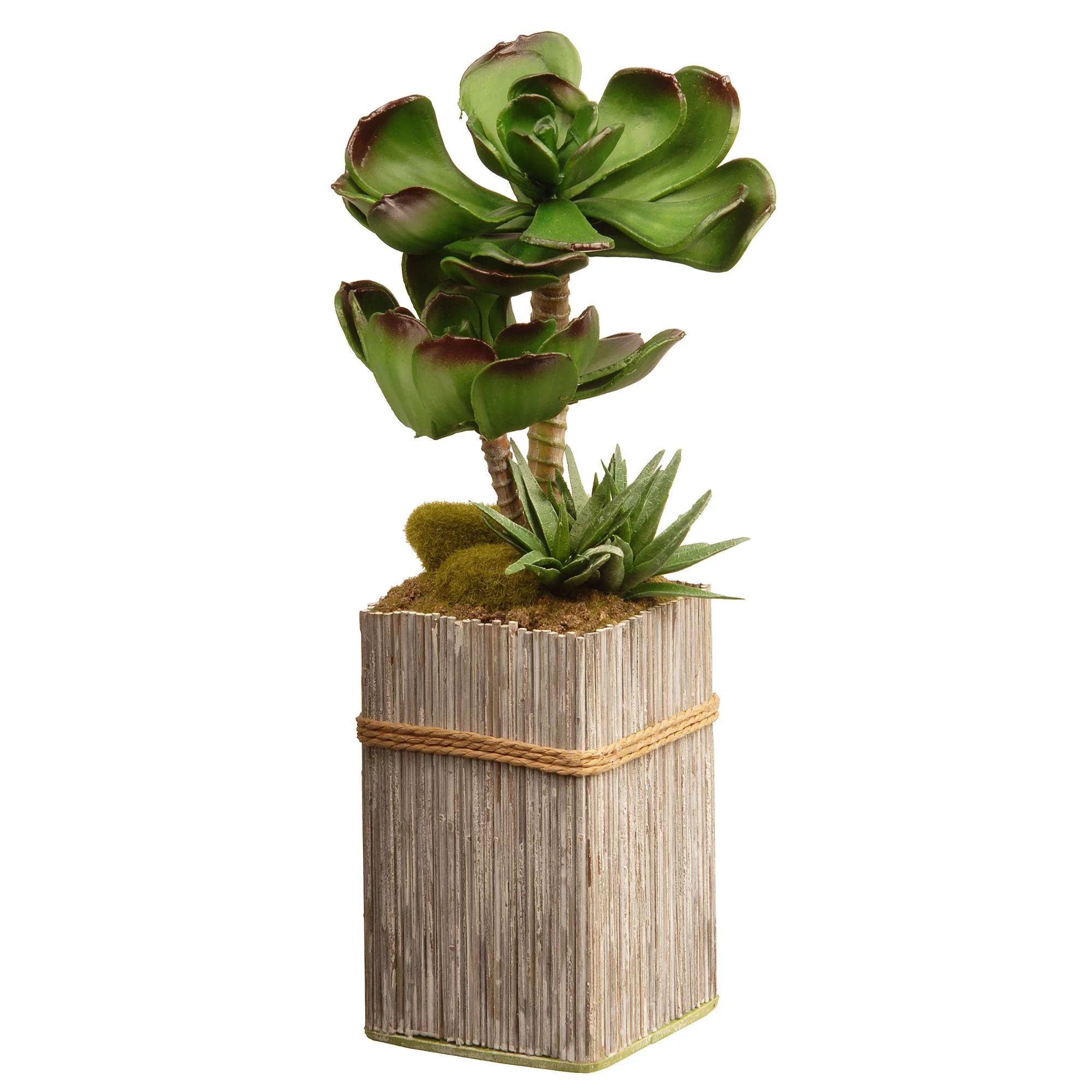 11" Green and Brown Potted Artificial Succulent Plant Garden Accents | Walmart (US)