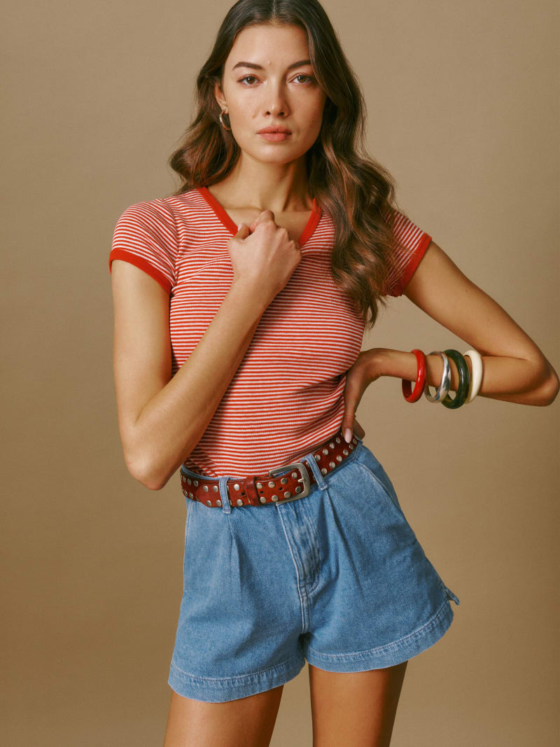 Eliana Pleated Denim Shorts | Reformation (Global)