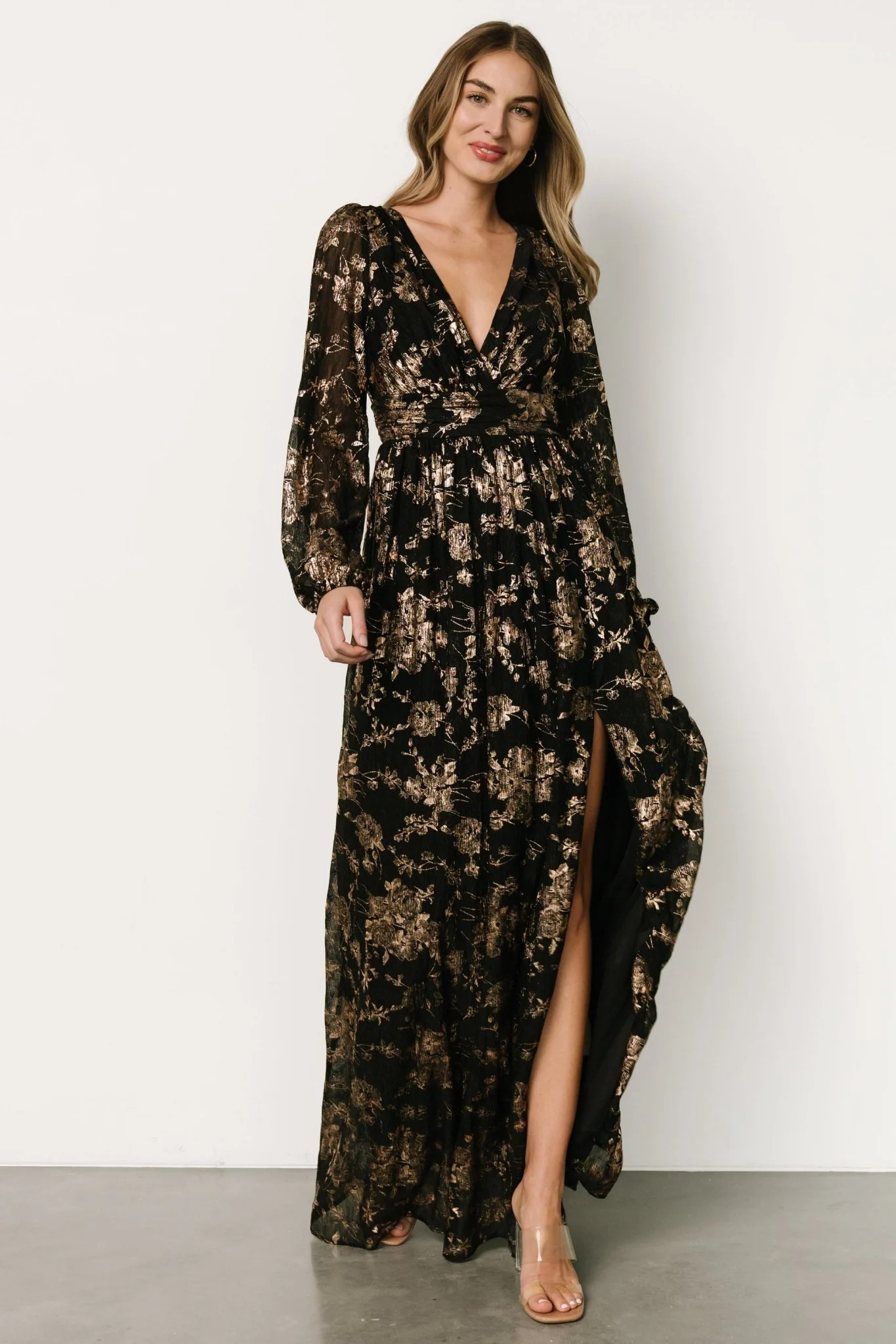 Charlene Maxi Dress | Black + Gold | Baltic Born