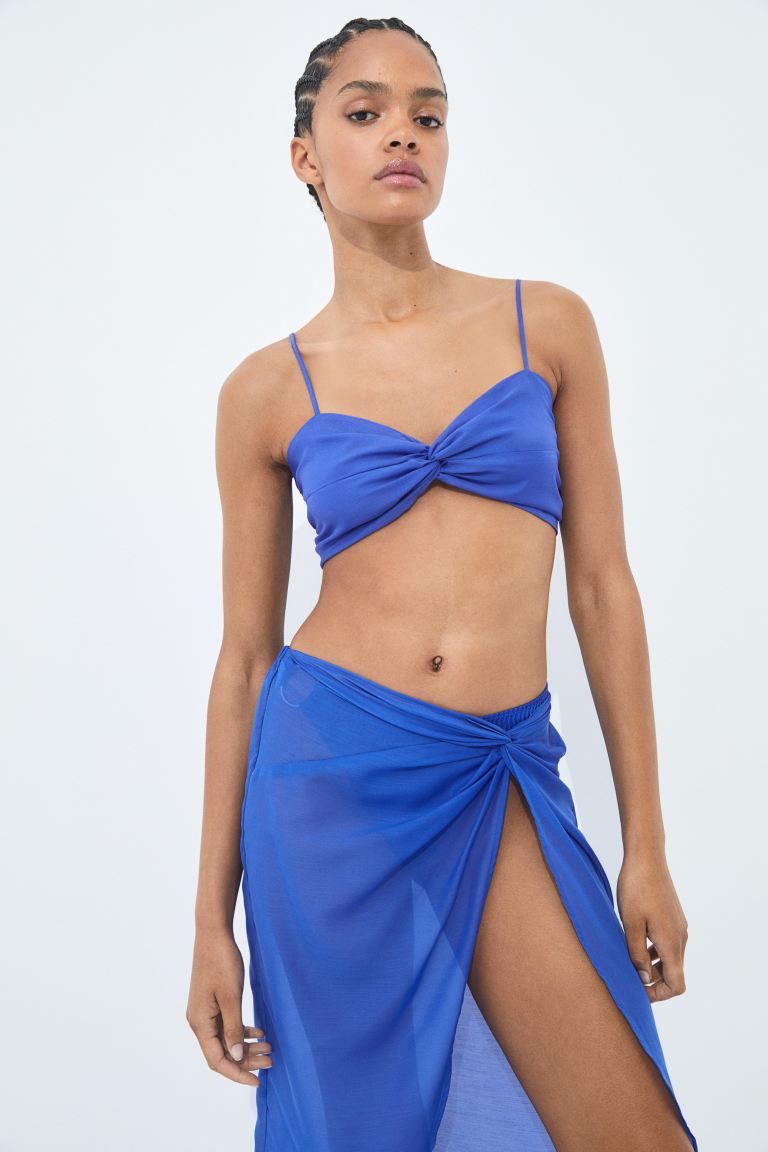 Beach Crop Top - Bright blue - Ladies | H&M US | H&M (US + CA)