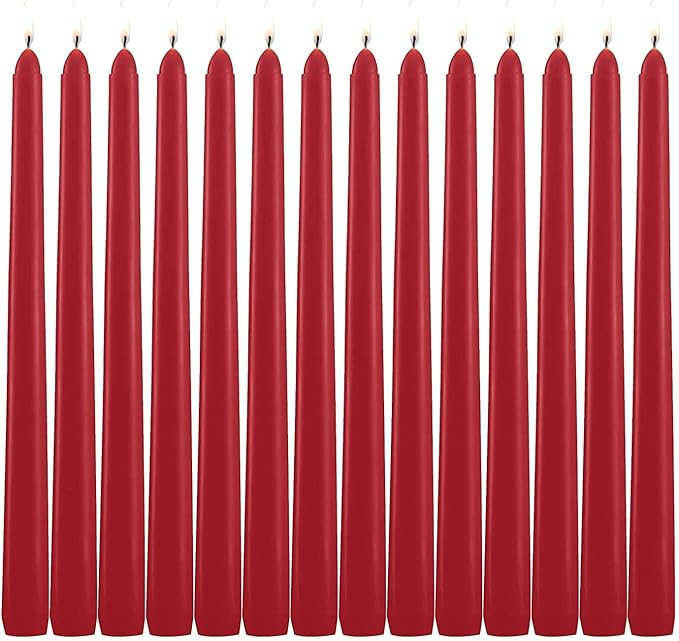 HELLY 14 Pack Tall Red Taper Candles - 10 Inch Red Dripless, Unscented Dinner Candle - Paraffin W... | Amazon (US)