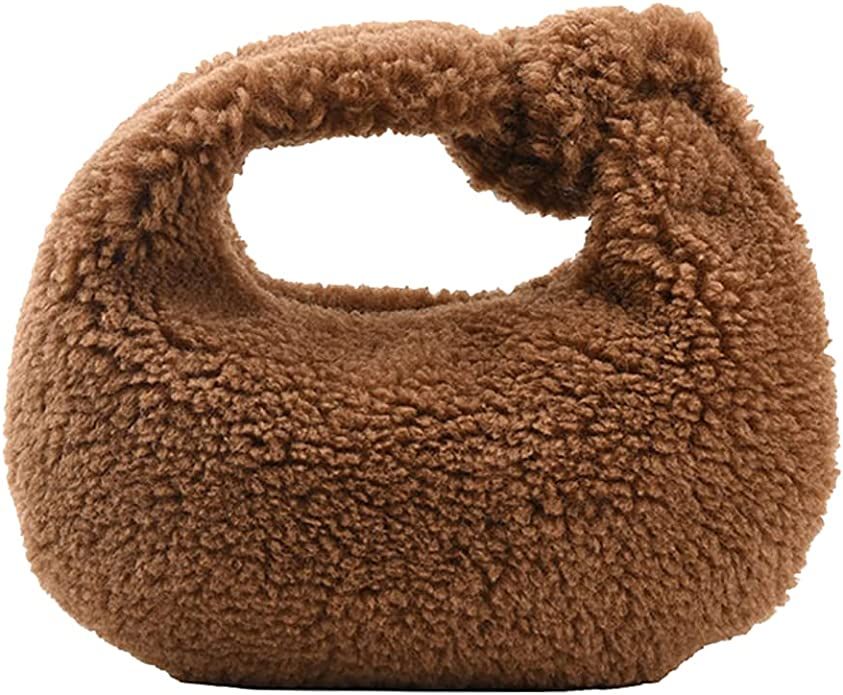 Amazon.com: VALICLUD Winter Plush Dumpling Bag Fashionable Handbag Portable Storage Pouch : Cloth... | Amazon (US)
