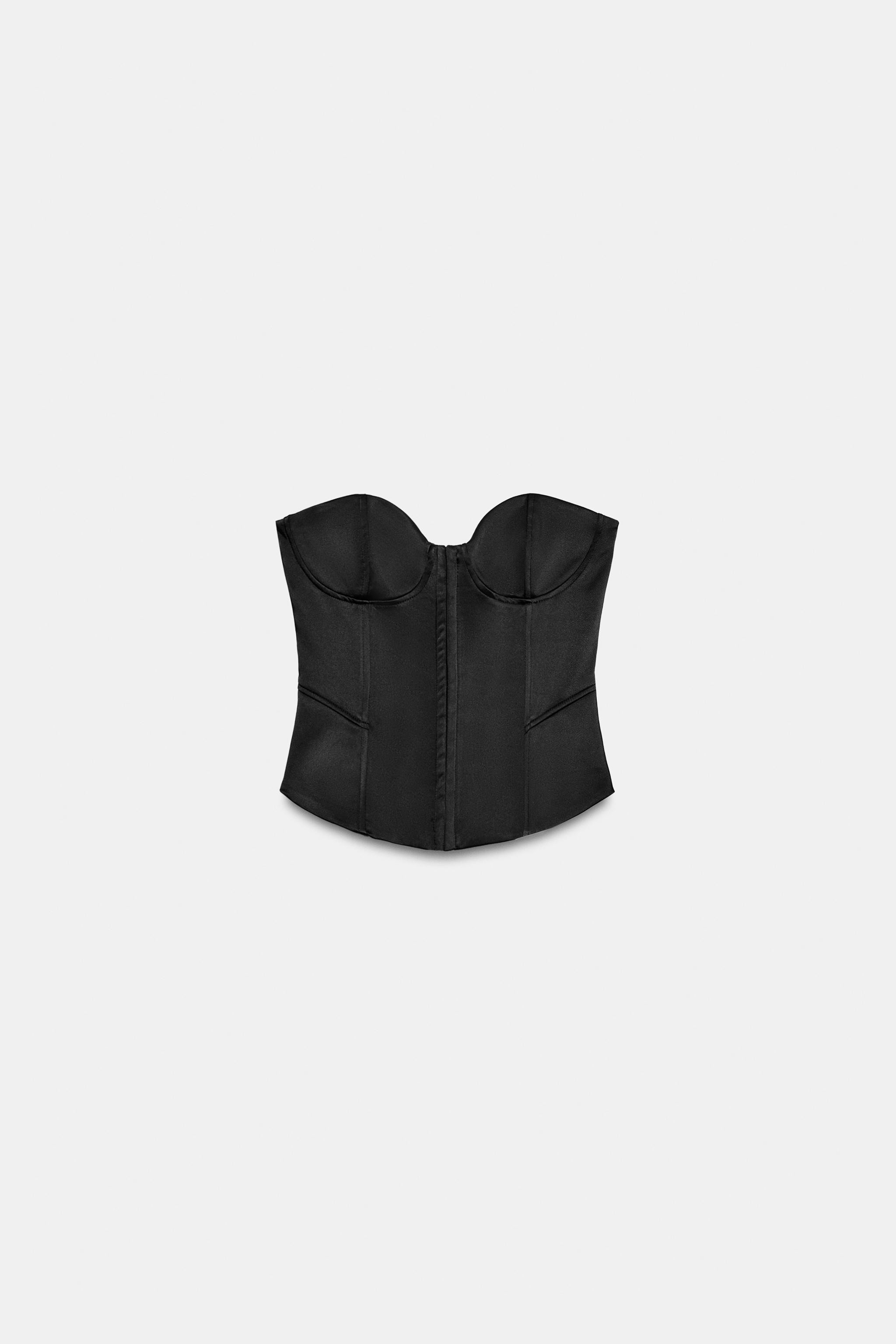 SATIN CORSETRY-INSPIRED BANDEAU TOP | Zara UK