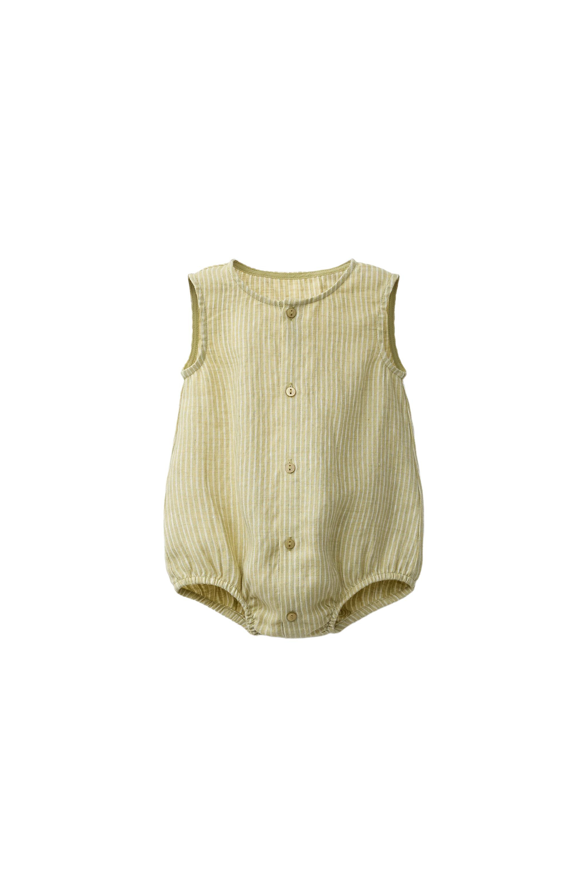 100% STRIPED LINEN ROMPER | Zara US