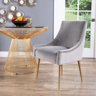 Abbyson Bevie Velvet Dining Chair - Single - Grey | Bed Bath & Beyond