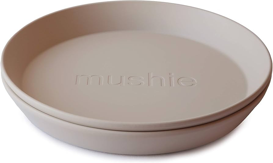 mushie Round Dinnerware Plates for Kids | Made in Denmark, Set of 2 (Vanilla) | Amazon (US)