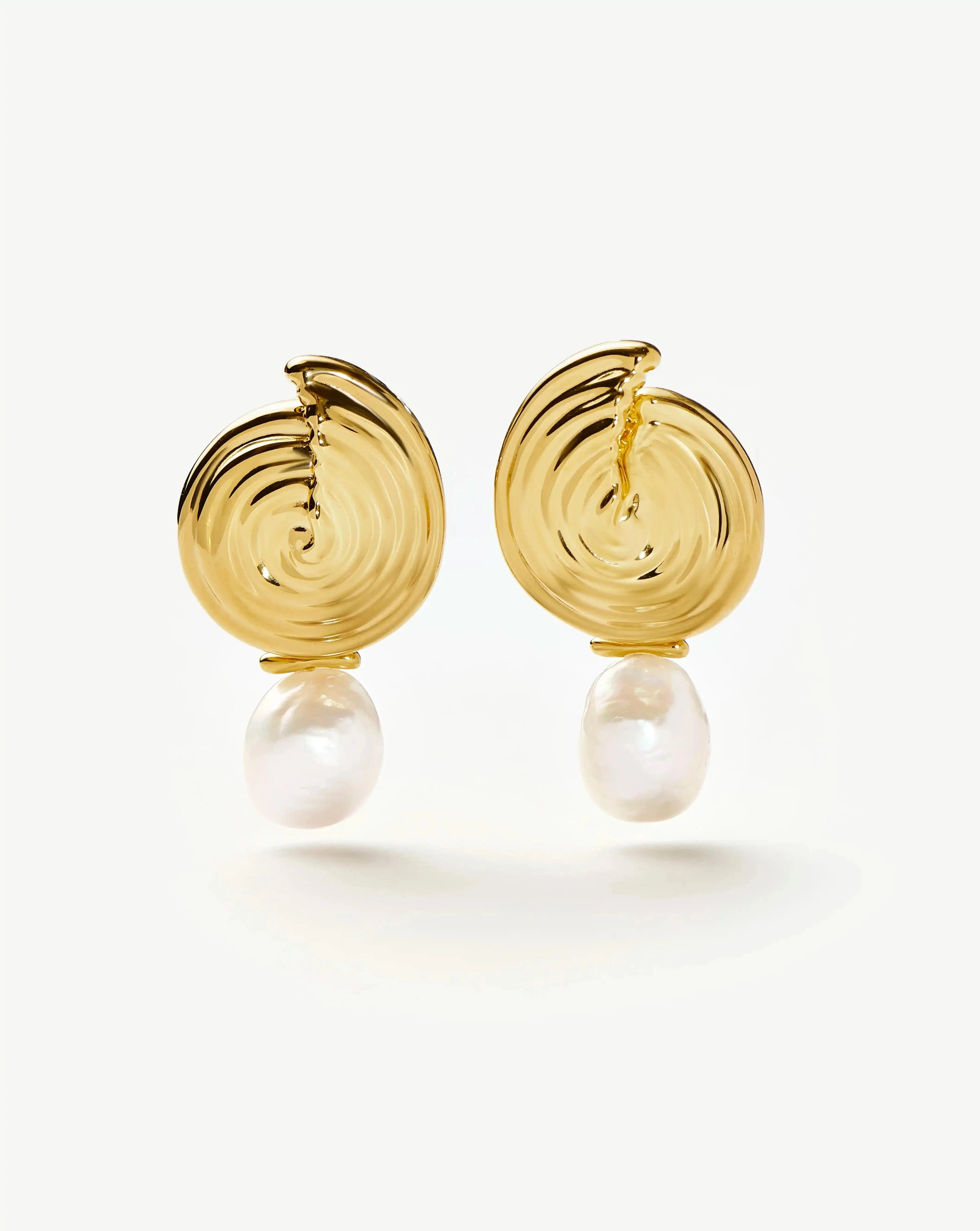 Spiral Interchangeable Pearl Drop Earrings | Missoma UK | Missoma US