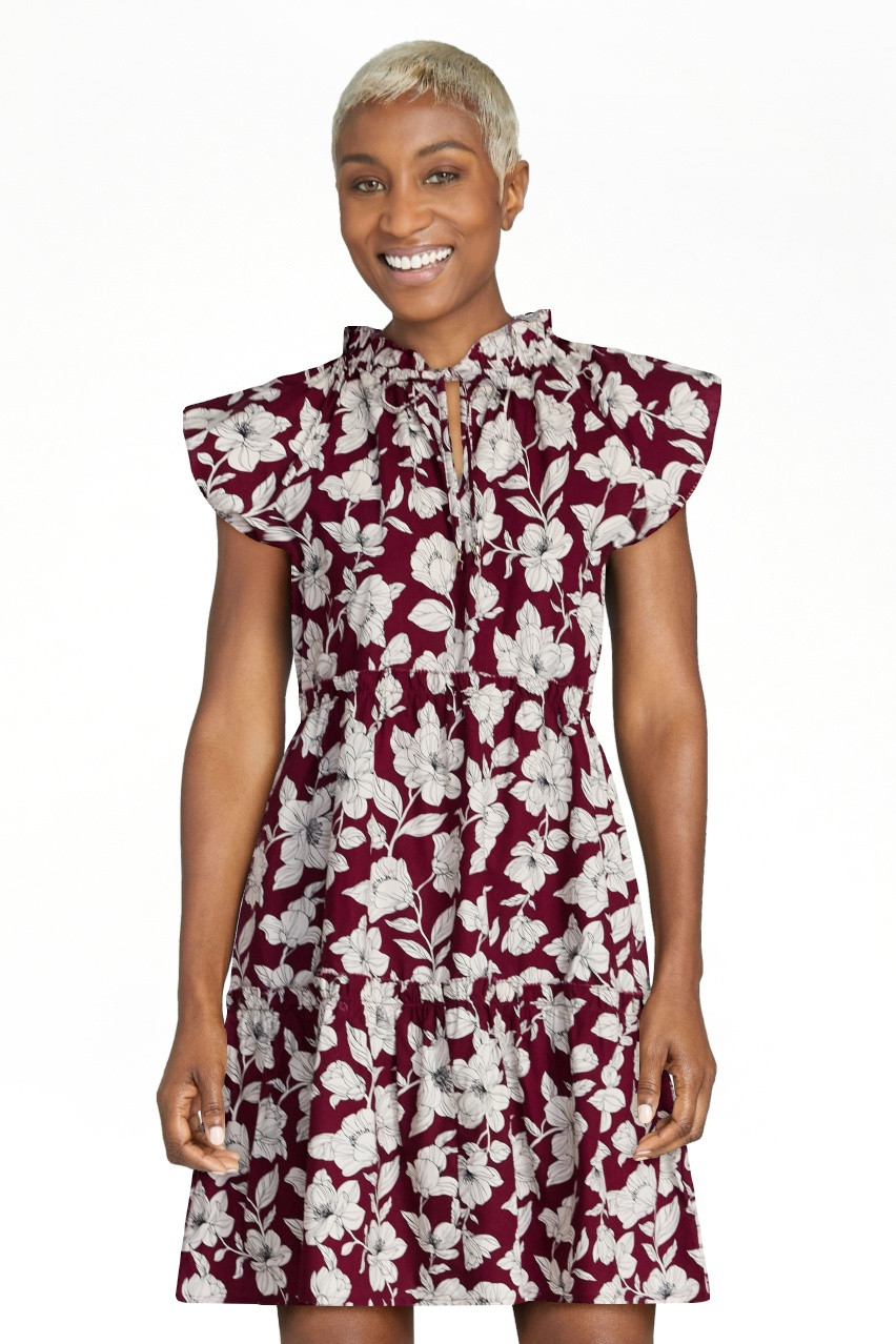 Time and Tru Women's Tiered Cotton Mini Dress with Flutter Sleeves, Sizes XS-4X | Walmart (US)
