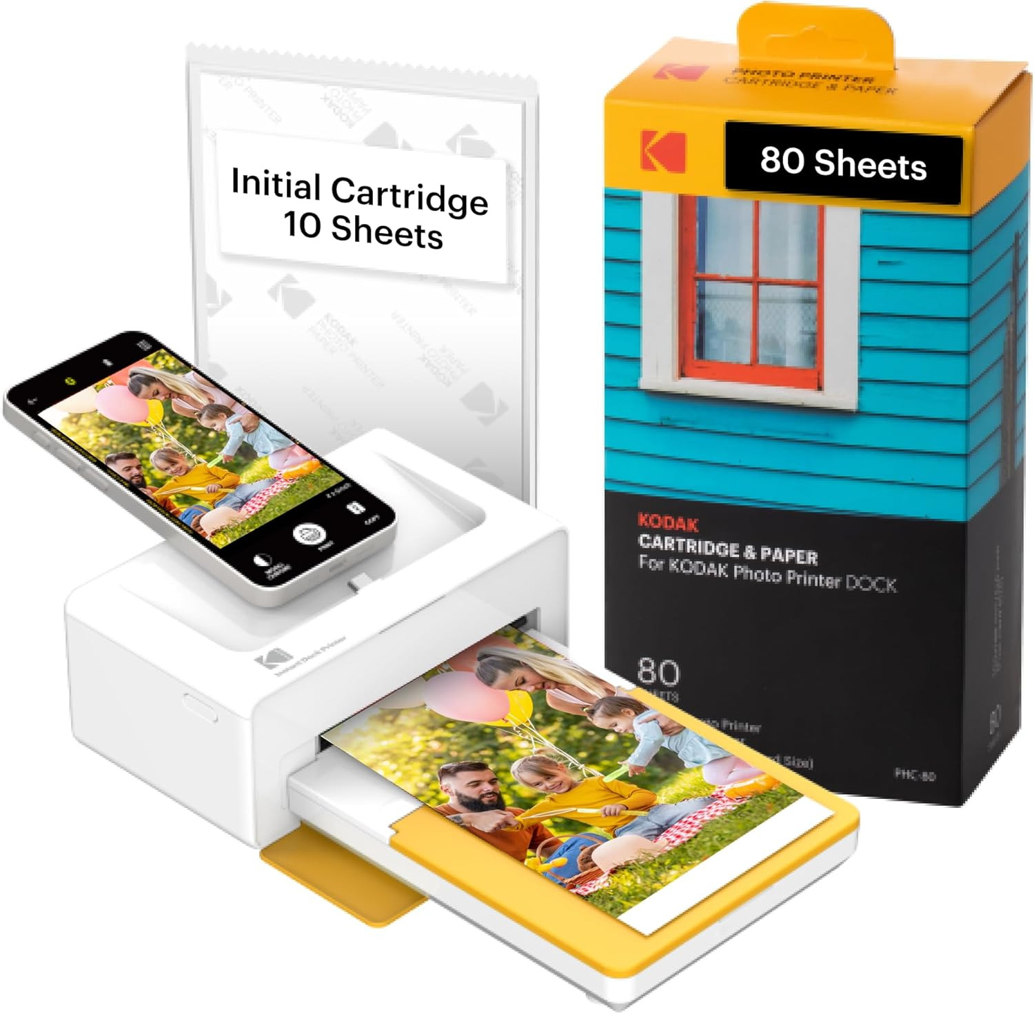KODAK Dock Plus 4Pass Instant Photo Printer (4x6 inches) + 90 Sheets Gift Bundle | Amazon (US)