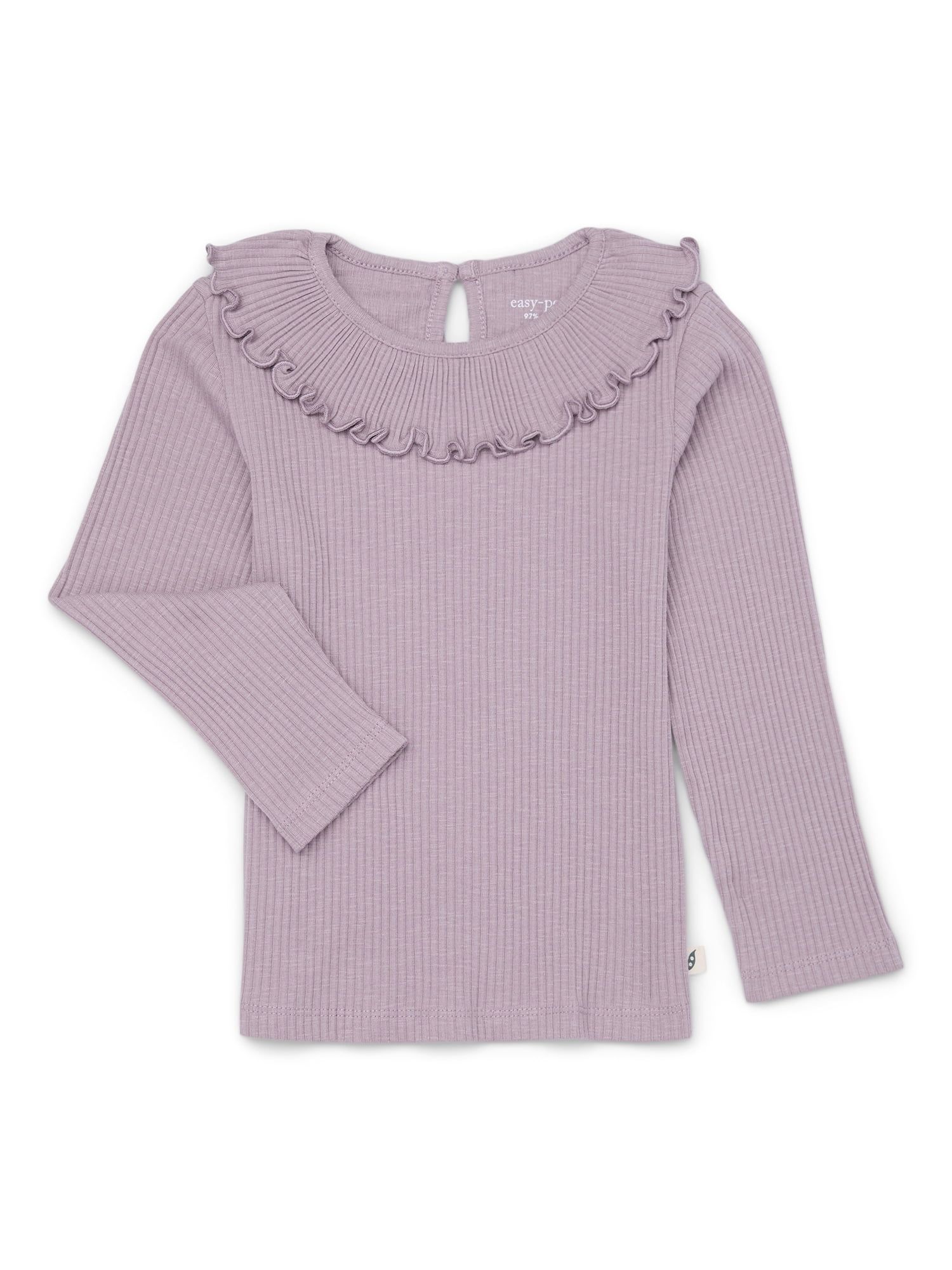 easy-peasy Toddler Girl Long Sleeve Rib Ruffle T-Shirt, Sizes 18M-5T | Walmart (US)