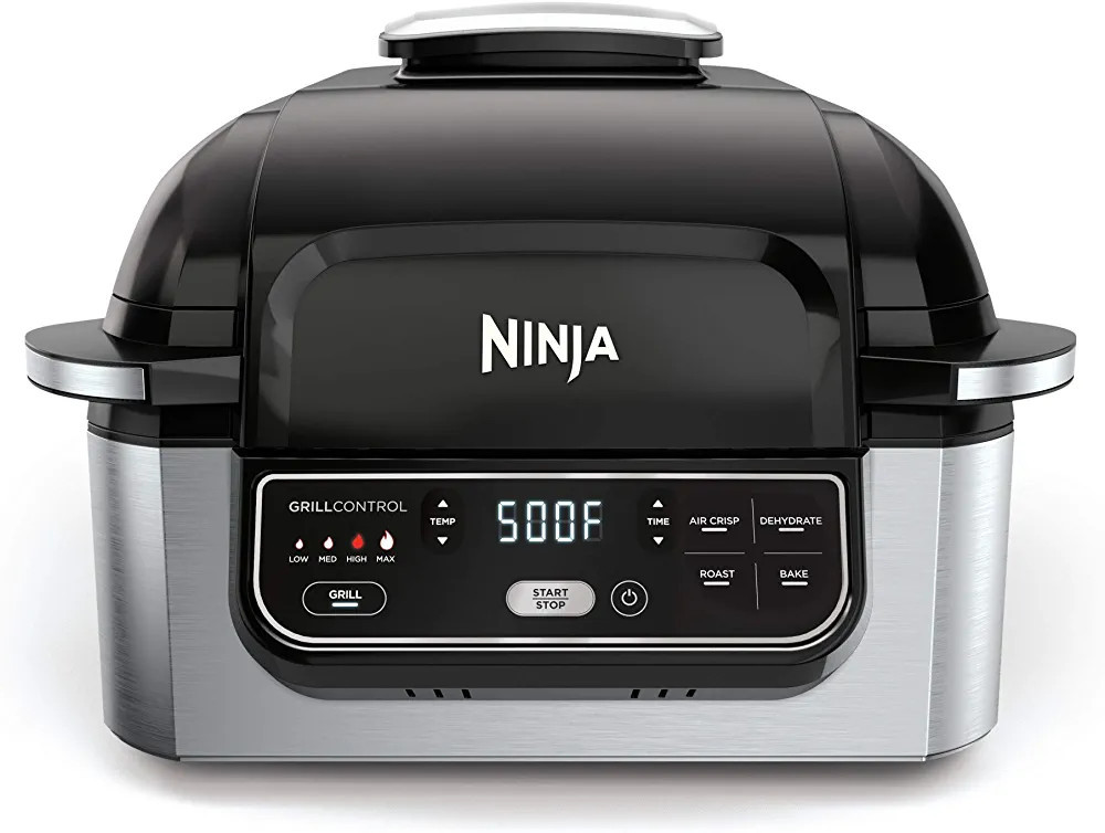 Ninja AG301 Foodi 5-in-1 Indoor Grill with Air Fry, Roast, Bake & Dehydrate, Black/Silver | Amazon (US)