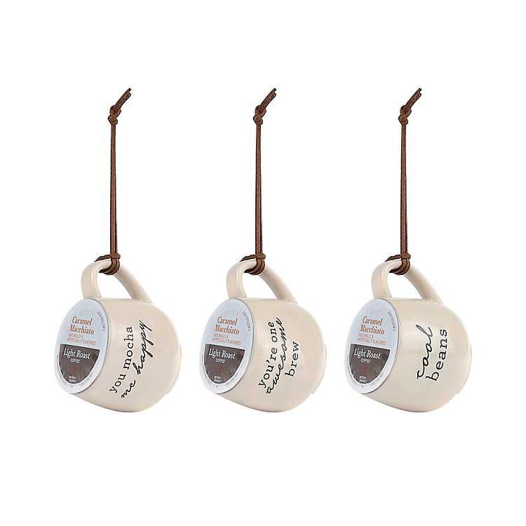 Coffee Sentiment K-Cup Mug Ornaments, Set of 3 | Kirkland's Home