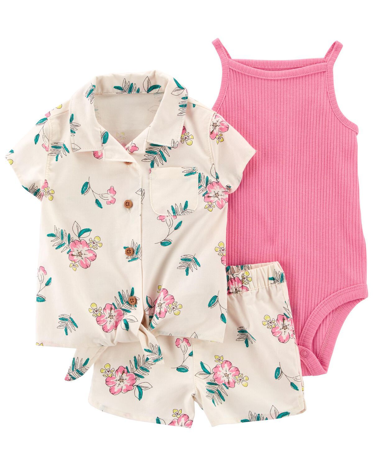 White/Pink Baby 3-Piece Floral Outfit Set | carters.com | Carter's