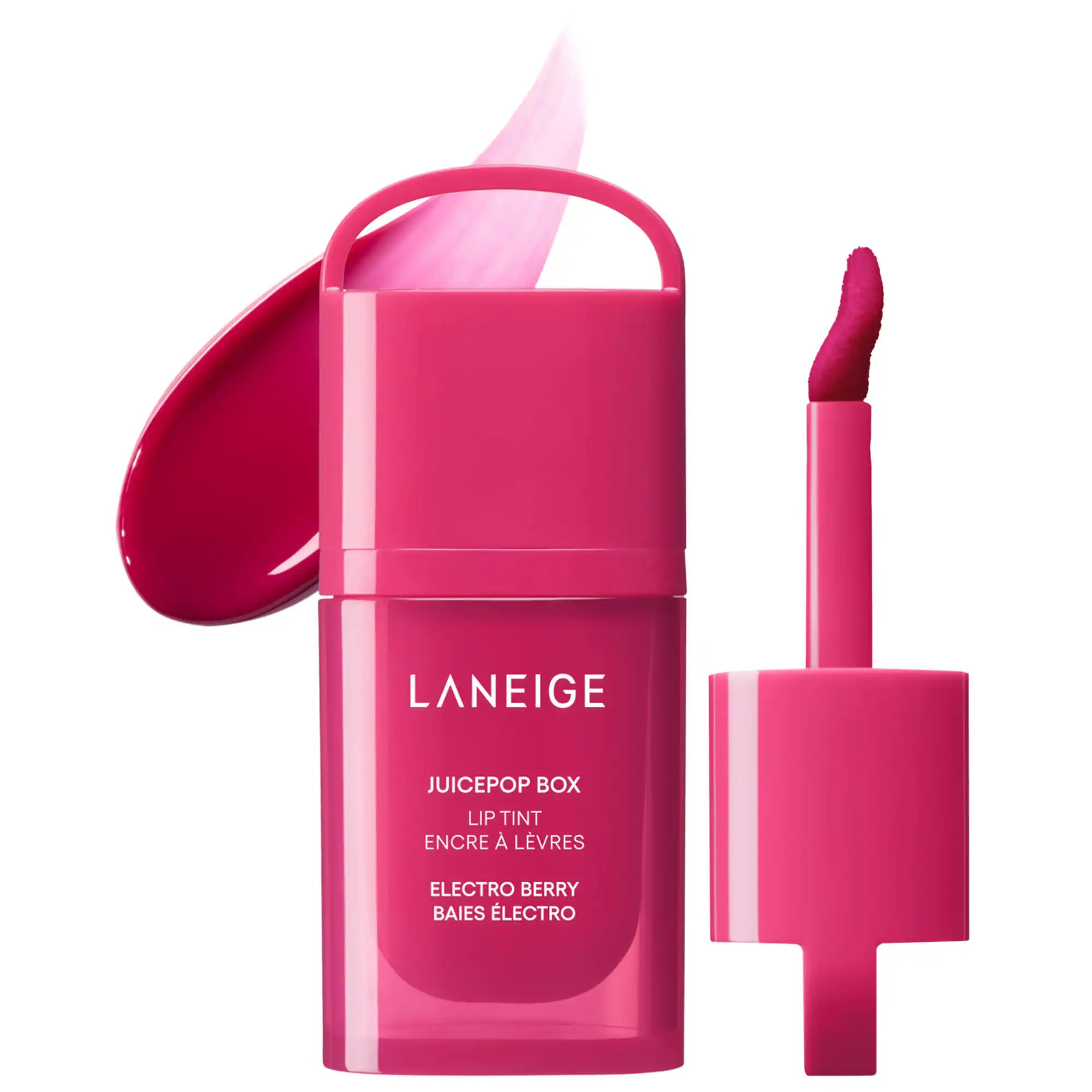 LANEIGE JuicePop Box Lip Oil Stain 12HR Hydrating Tint Electro Berry 0.15 oz/4.5 g | Sephora (US)