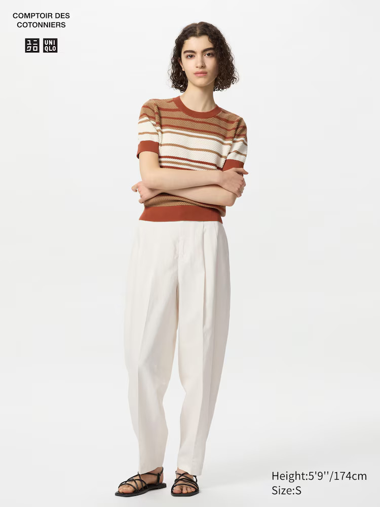 Linen Blend Barrel Leg Trousers | UNIQLO (UK)