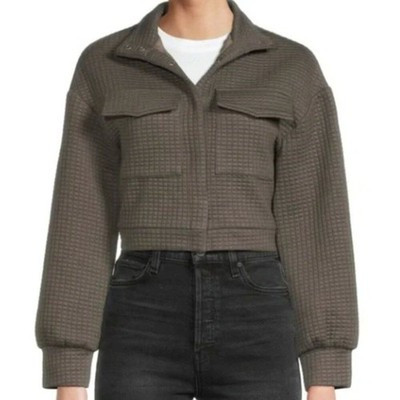 NWT Area Stars Nila Cropped Snap Front Grey Utility Waffle Jacket L MSRP $175 | eBay US