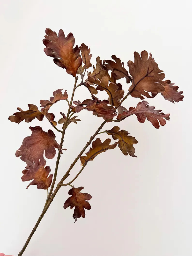 Faux Fall Oak Leaf Stem Brown 31\u201d | Etsy (Global)