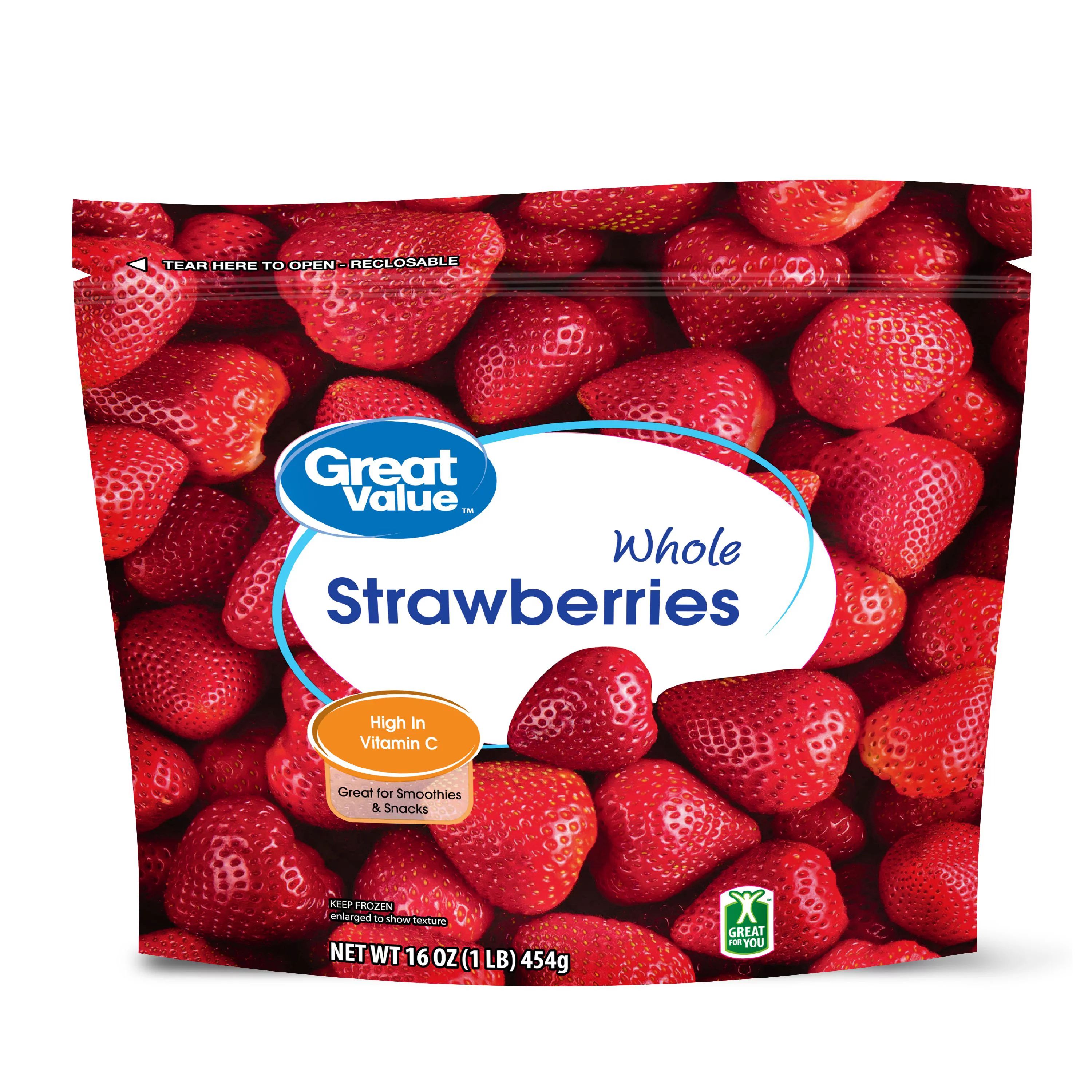 Great Value Whole Strawberries, Frozen, 16 oz - Walmart.com | Walmart (US)