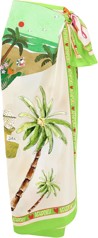 Women's Beach Swimwear Printed Long Sarong Coverups Bathing Suit Pareo Large Pashmina Wrap Skirt | Amazon (US)