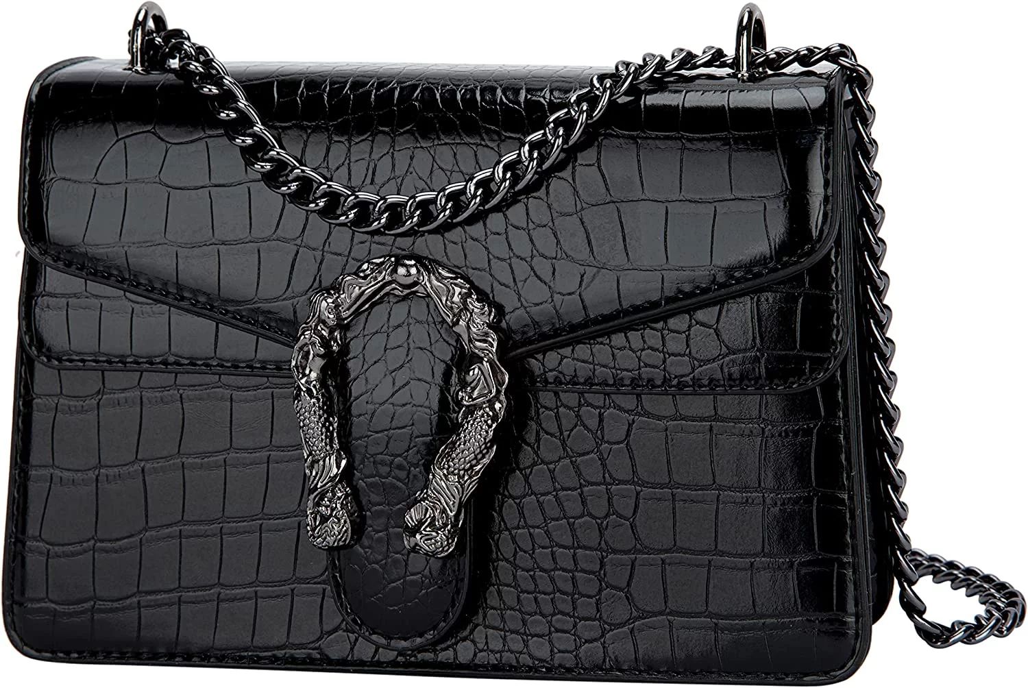 Women's Shoulder Chain Bag Crossbody Purse - Crocodile Grain PU Leather Messenger Bag Evening Squ... | Walmart (US)