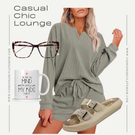 Amazon Casual Chic Loungewear Outfit Idea
FASHIONABLY LATE MOM 
Ekouaer Lounge Sets for Women Waffle Knit Pajama Set Long Sleeve Top and Shorts Matching Loungewear S-XXL
Weweya Sandals for Women and Men - Pillow Slippers - Double Buckle Adjustable Slides - EVA Flat Sandals
AMOMOMA Trendy TR90 Oversized Blue Light Reading Glasses Women,Stylish Square Cat Eye Glasses AM6031
Moms Coffee Mug with Matching Coaster - Funny Novelty Mom Ceramic Mugs 11oz, Cute Gifts for Mother - I've Lost My Mind and I'm Pretty Sure My Kids Took It
Lounge set 22 different colors 
Sandals 18 different colors 
Sale alert 

#LTKsalealert #LTKshoecrush