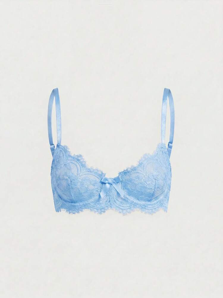 ROMWE Goth Floral Lace Underwire Triangle Cup Bra | SHEIN