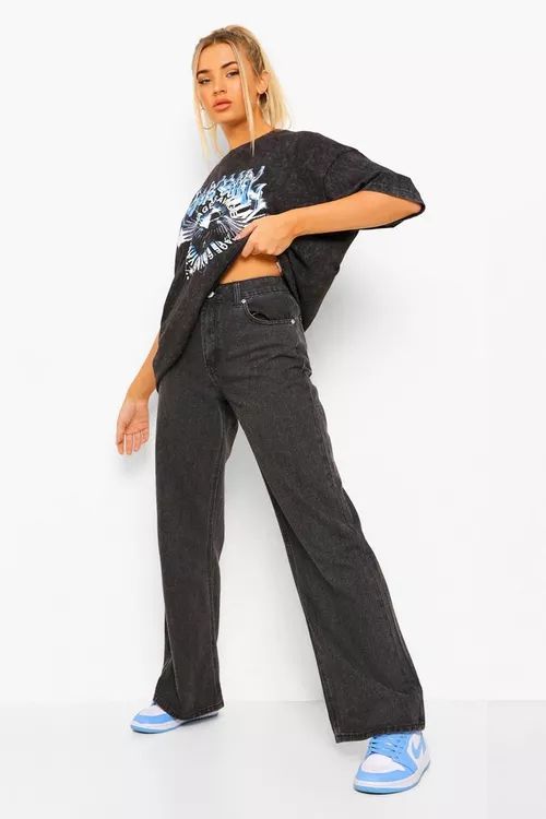 Mid Rise Wide Leg Jeans | Boohoo.com (US & CA)