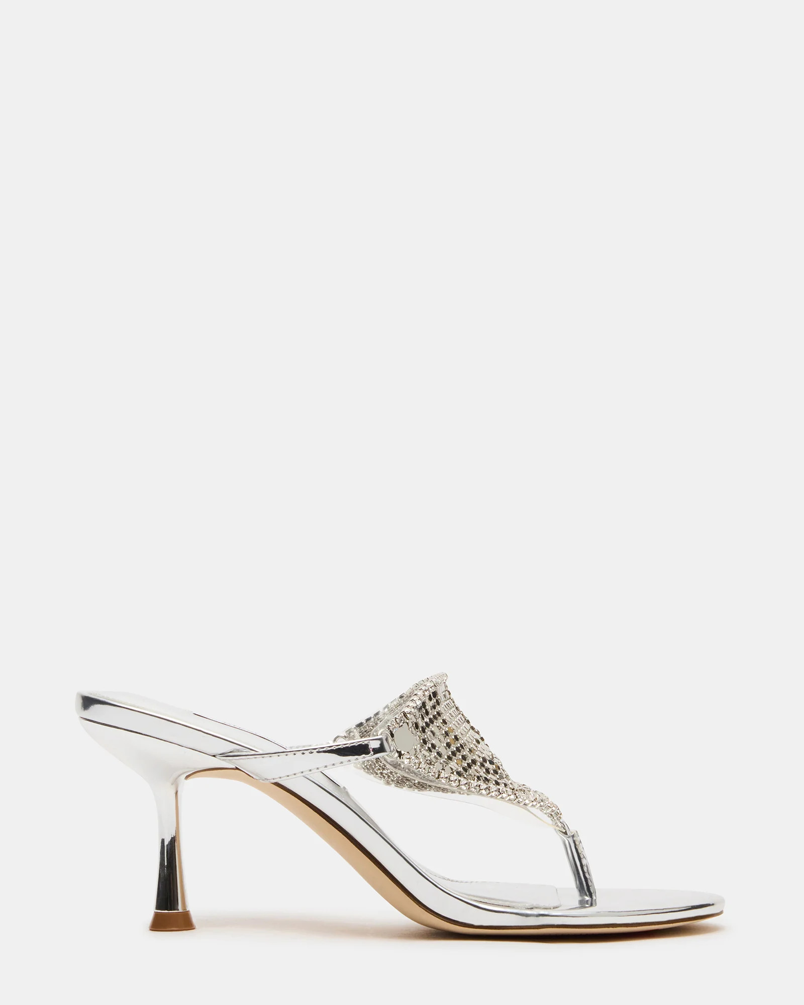 Steve Madden Women's Fanya Thong Heels - Silver - Size 8.5 - Leather | Steve Madden (US)