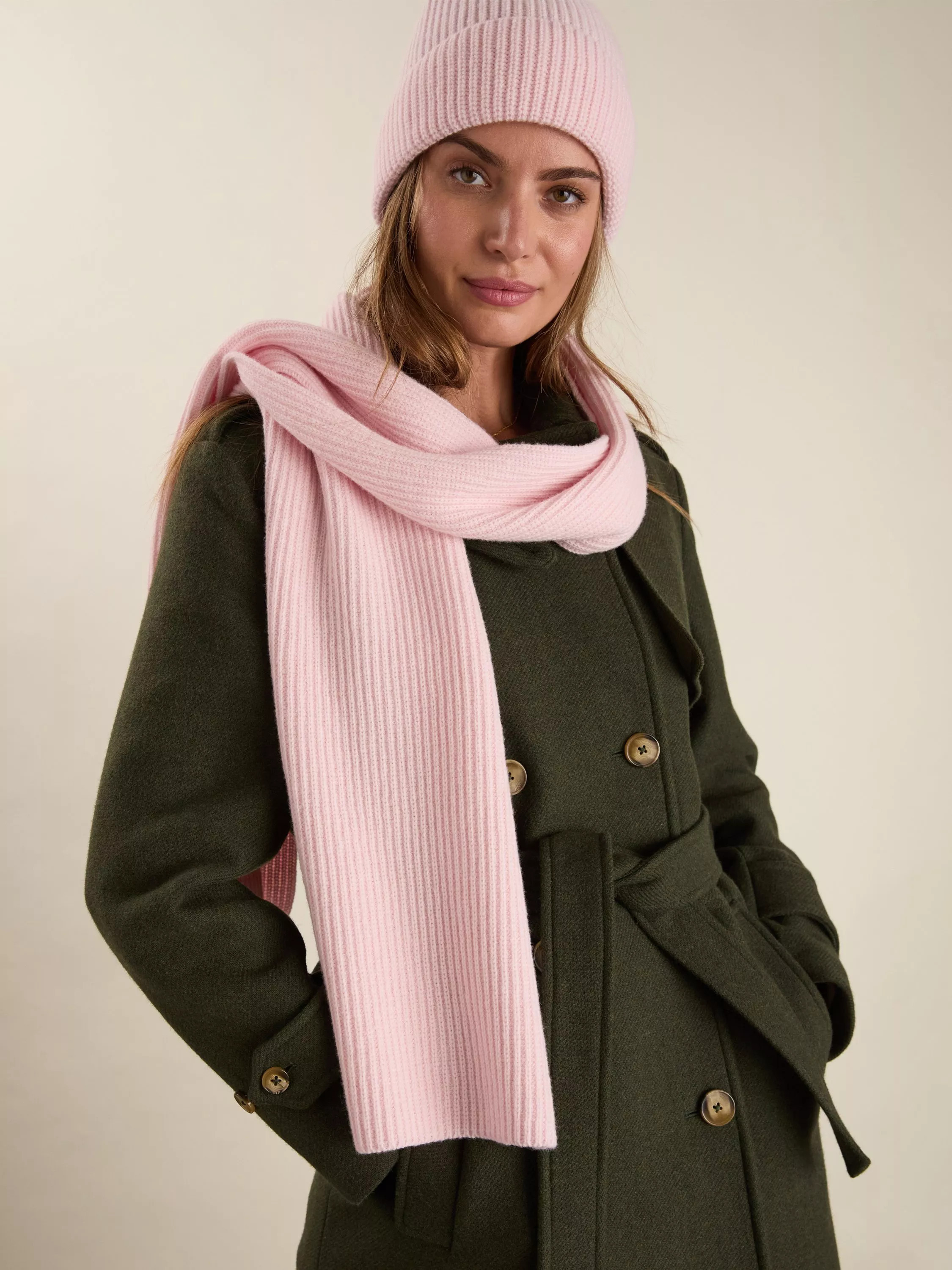 Baukjen Laura Wool Rich Scarf, Powder Pink | John Lewis (UK)