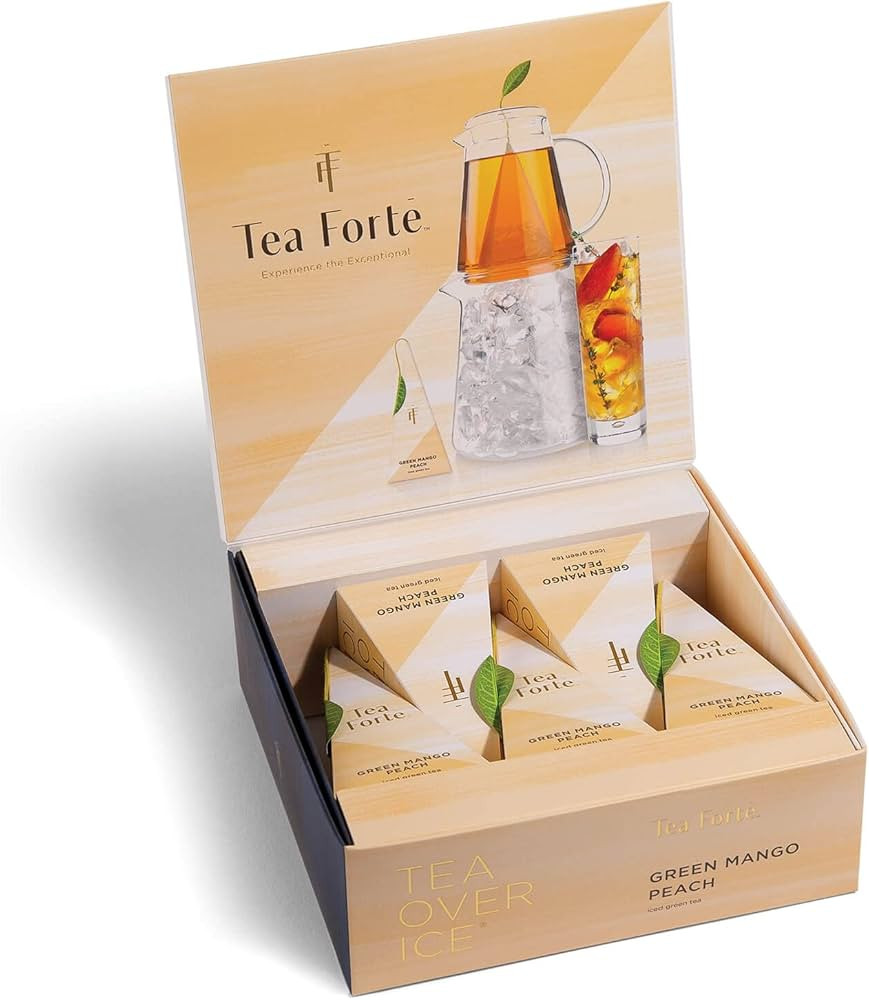 Tea Forte Tea Over Ice Green Mango Peach Premium Organic Caffeinated Green Iced Tea Blend, 5 Coun... | Amazon (US)
