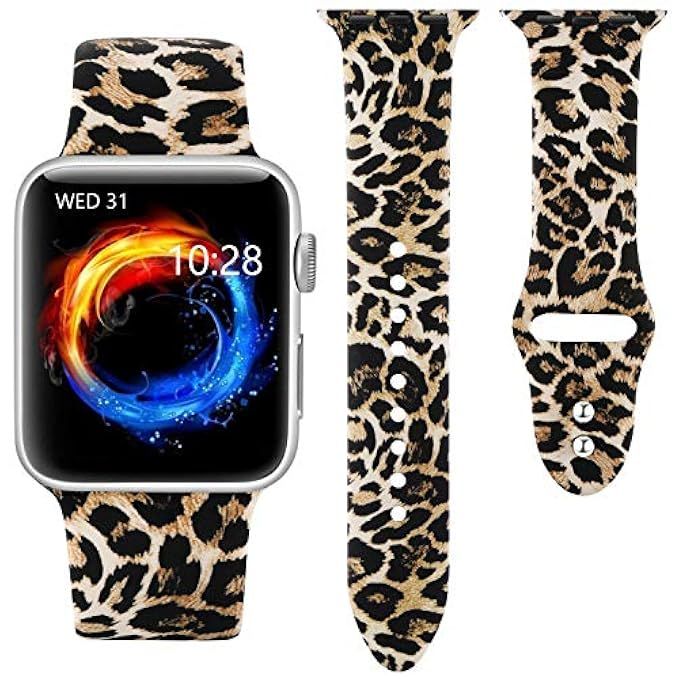 Haveda Floral Bands Compatible with Apple Watch Band 38mm 40mm 42mm 44mm, Soft Pattern Printed Silic | Amazon (US)