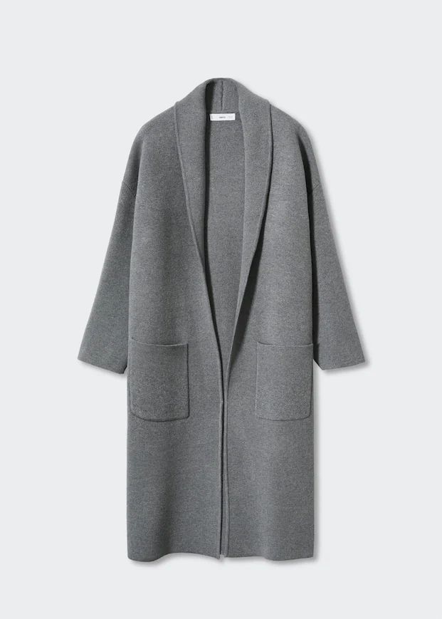 Oversized knitted coat with pockets -  Women | Mango USA | MANGO (US)