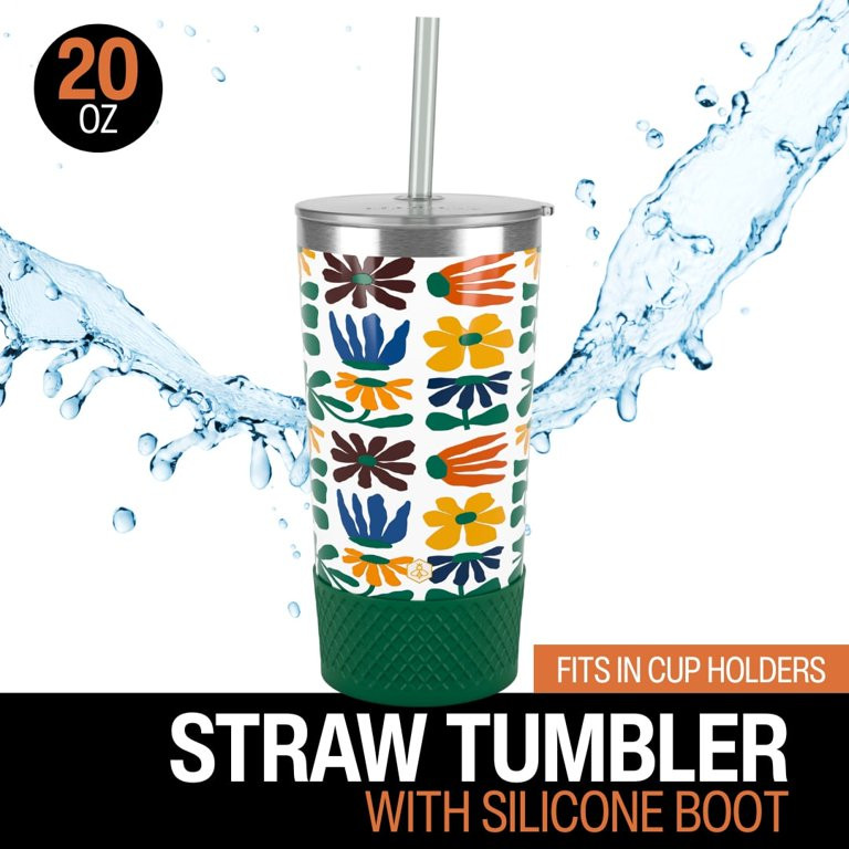 Biddlebee 20oz Insulated Stainless Steel Tumbler with Straw and Silicone Boot, Faith | Walmart (US)