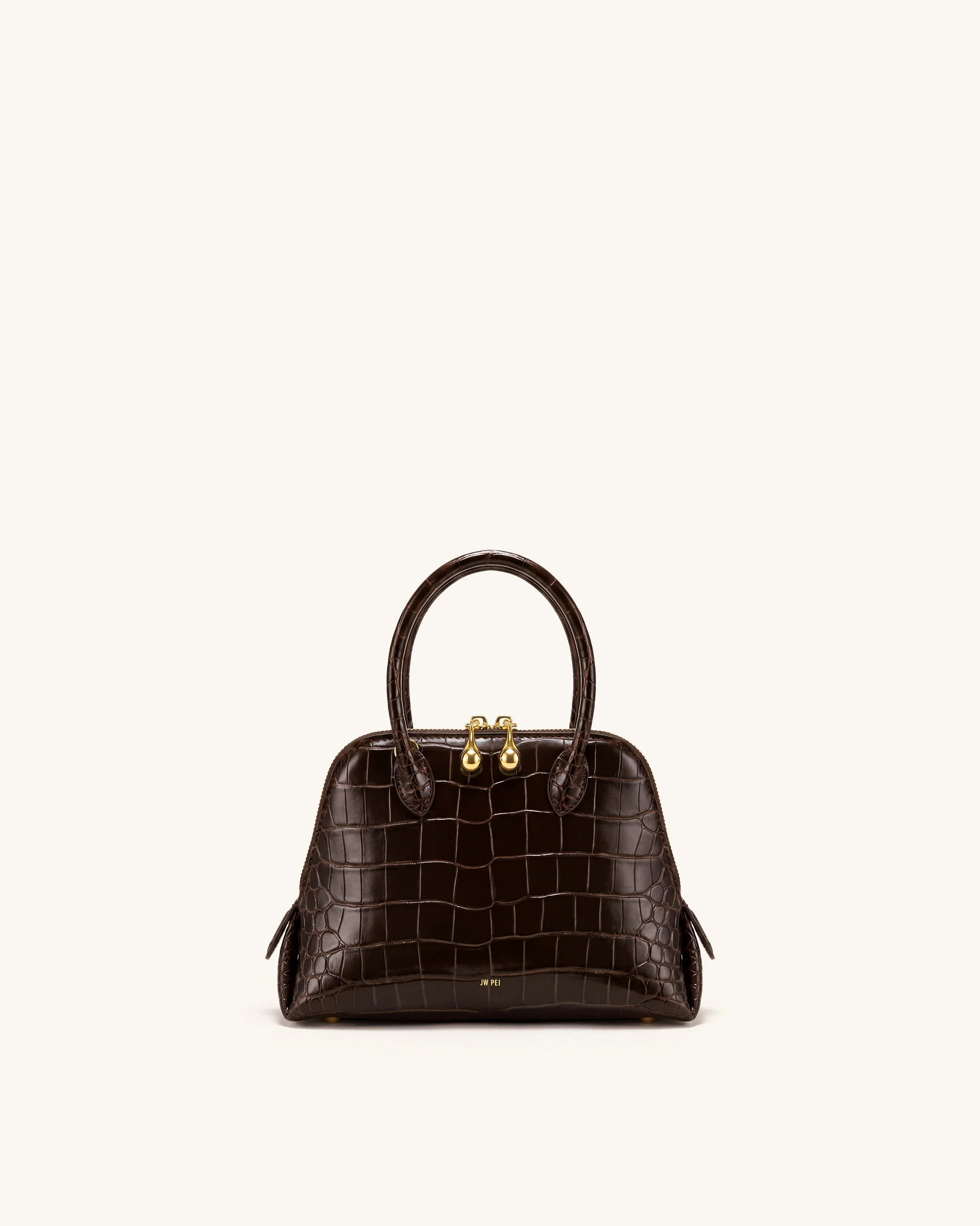 Nerina Structured Top Handle Bag - Dark Brown Croc | JW PEI US
