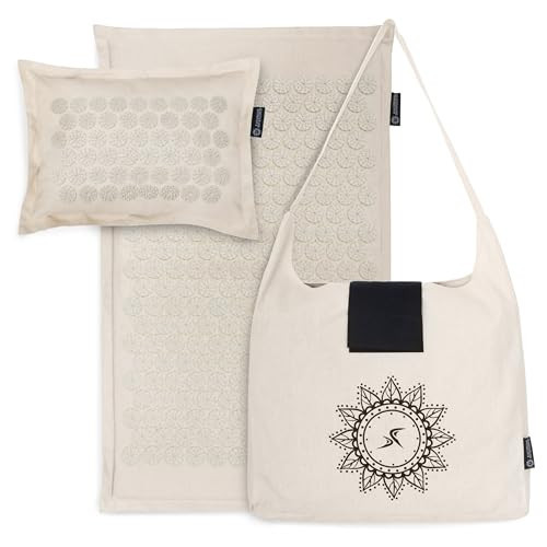ProsourceFit Ki Acupressure Mat and Pillow Set with 100% Natural Linen for Back/Neck Pain Relief and Muscle Relaxation, Sand Dunes | Amazon (US)
