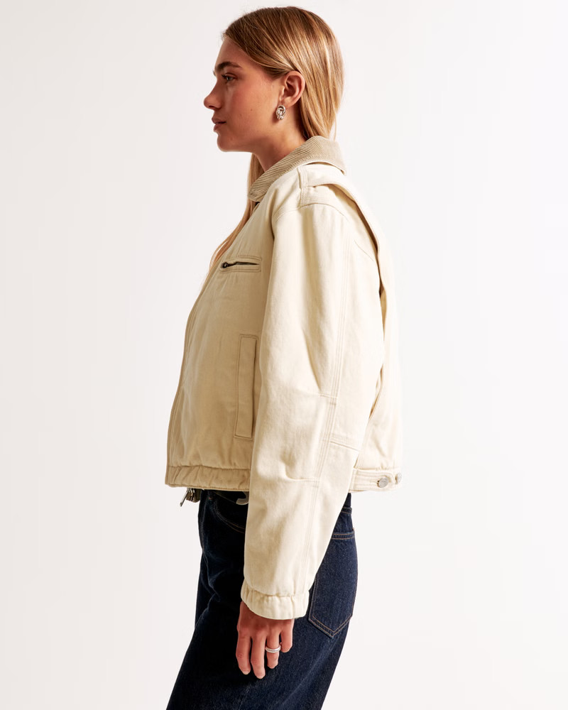 Women's Cropped Twill Workwear Jacket | Women's Coats & Jackets | Abercrombie.com | Abercrombie & Fitch (US)