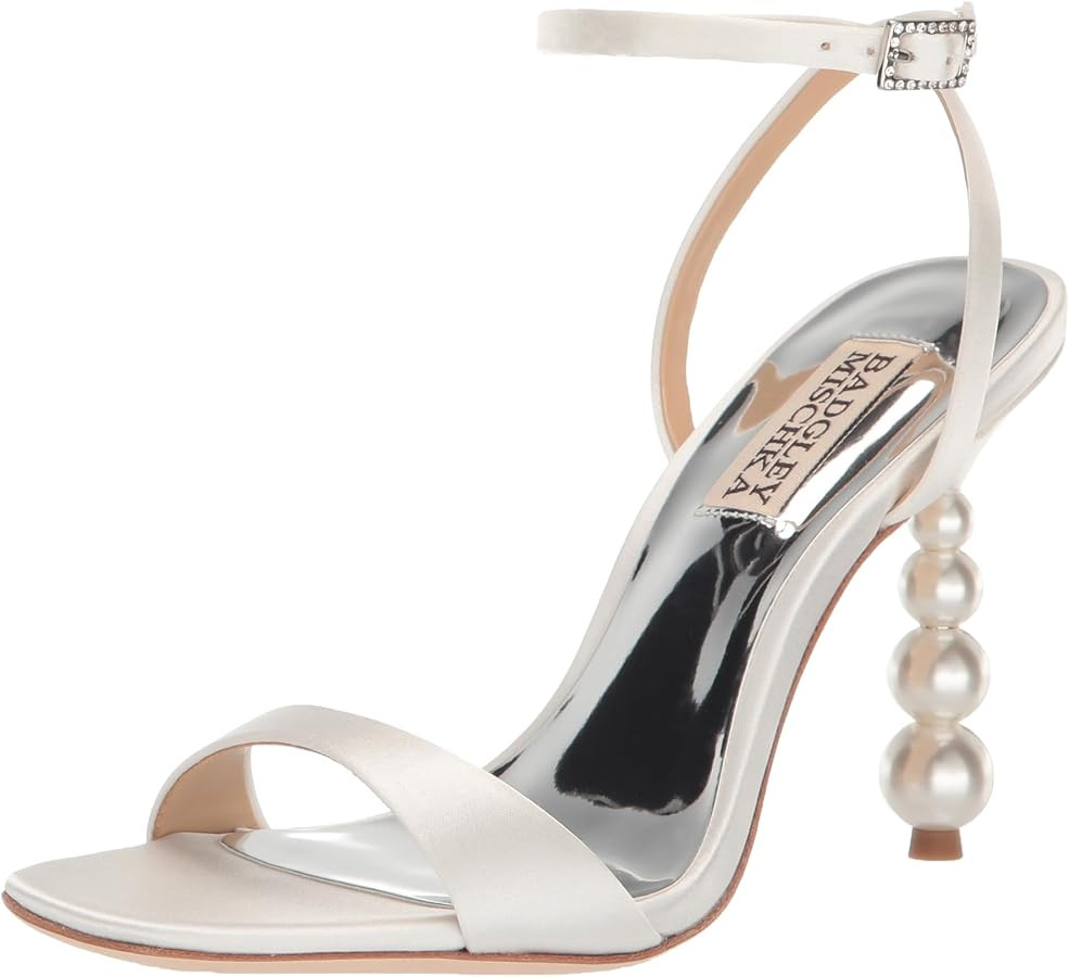 Amazon.com | Badgley Mischka Women's Ivette Heeled Sandal, Soft White, 10 | Heeled Sandals | Amazon (US)