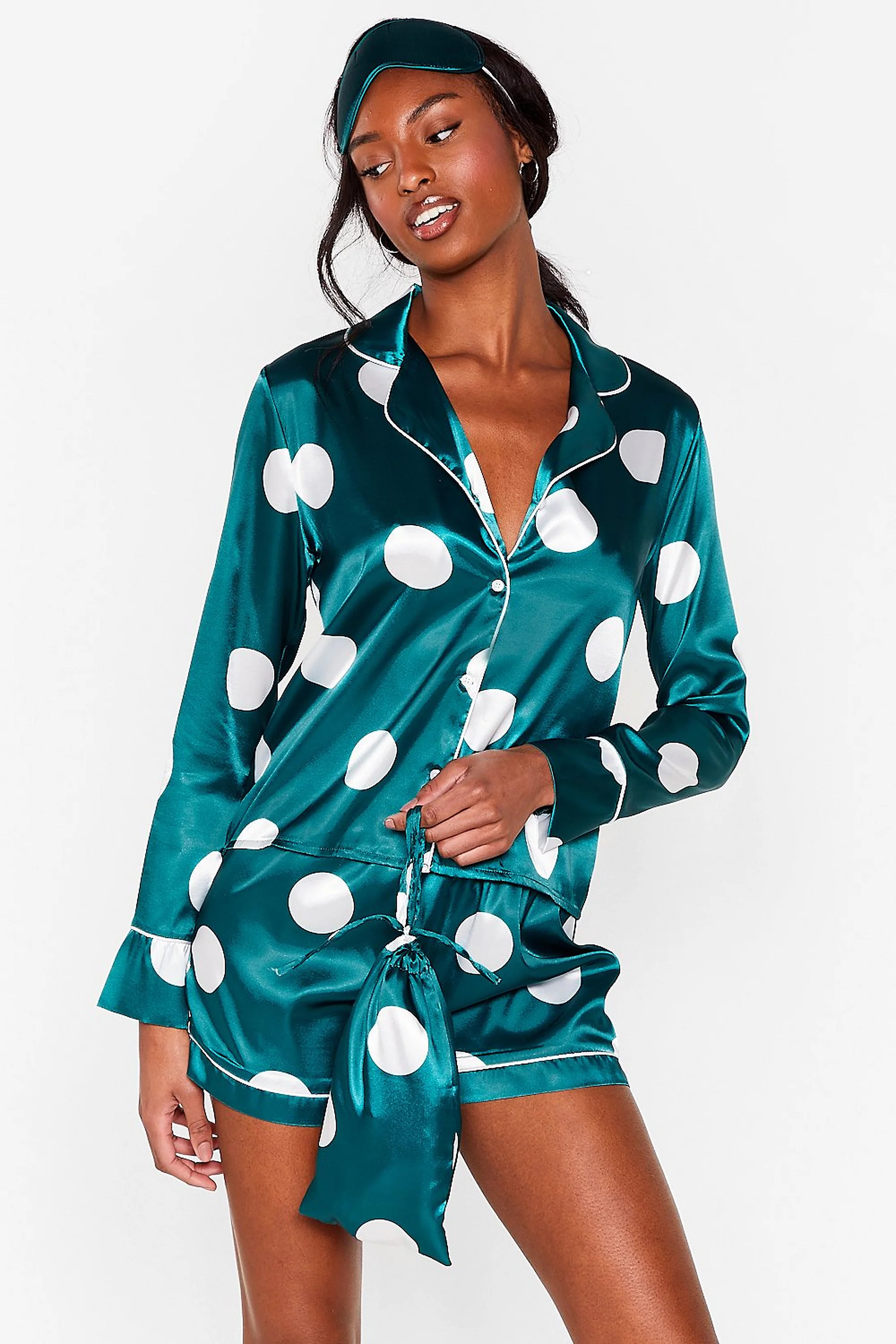 Polka Dot Satin Pajama 6-Pc Set | Nasty Gal (US)